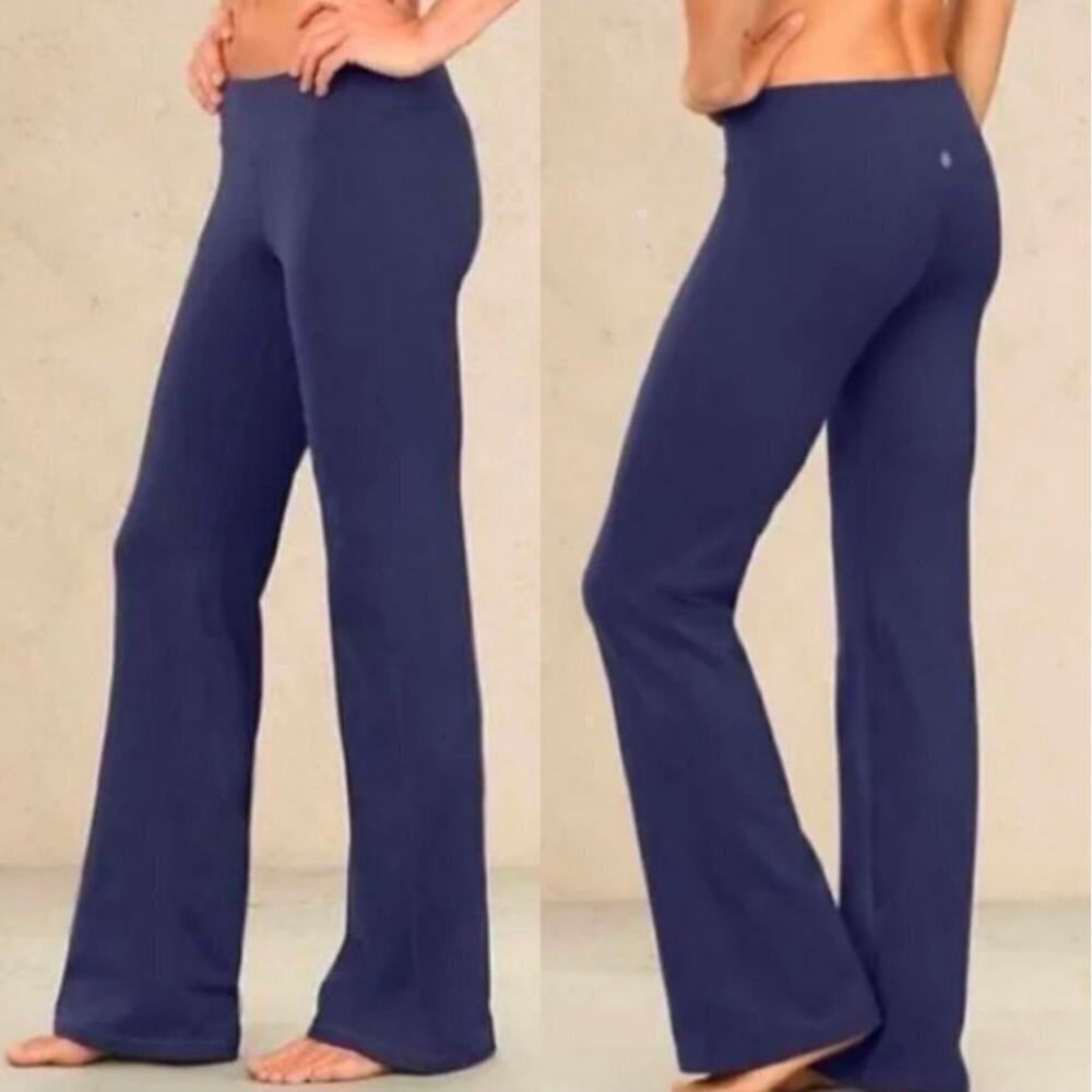Athleta Revelation Yoga Pants Womens Small Flared Leg Pull On Blue Stretch Nylon